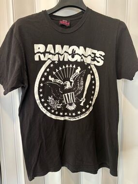 Ramones Black Graphic Tee with White Logo Size Medium